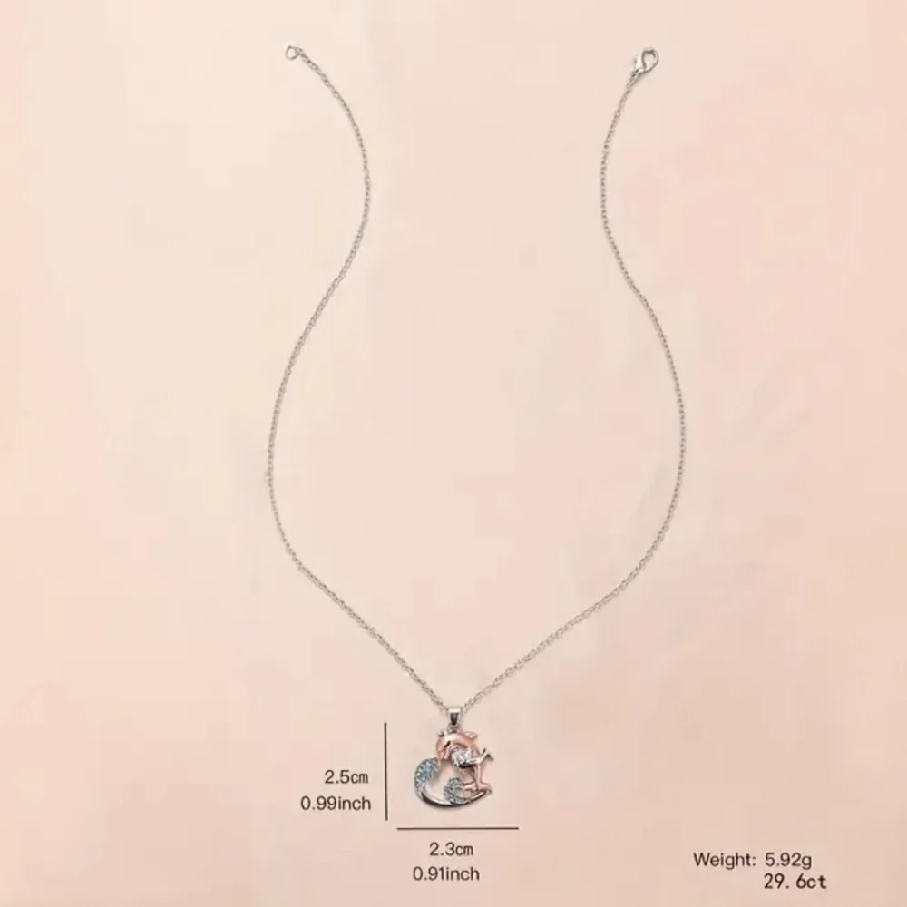 New Fashion Dainty Heart Necklace Cute Dolphin Mother Daughter Pendant, T5B3B